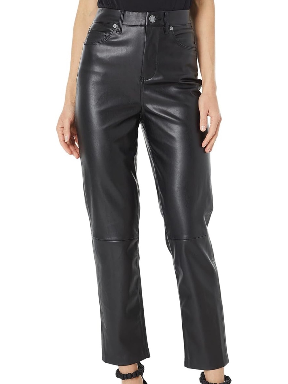 Blank NYC Black Faux Leather Straight-Leg Pants